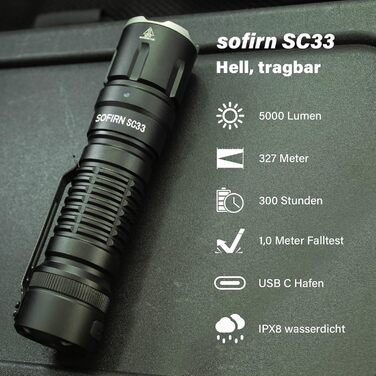 Ліхтарик Sofirn SC33 LED 5200 люменів, надяскравий, акумуляторний, портативний, з USB Type-C, EDC, для пошуку, туризму та екстрених ситуацій