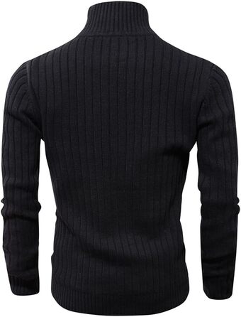 Чоловічий кардиган AOLI RAY з блискавкою та стоячим коміром: стильний пуловер з тонкої в'язки та двома кишенями (чорний)