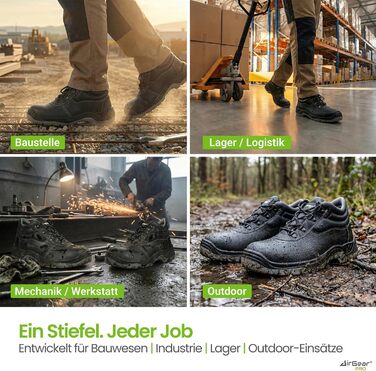 Черевики робочі AirGearPro S3 SRC для чоловіків – сталевий підносок, захист від проколів, неслизька підошва, водонепроникні та дихаючі, 41 EU