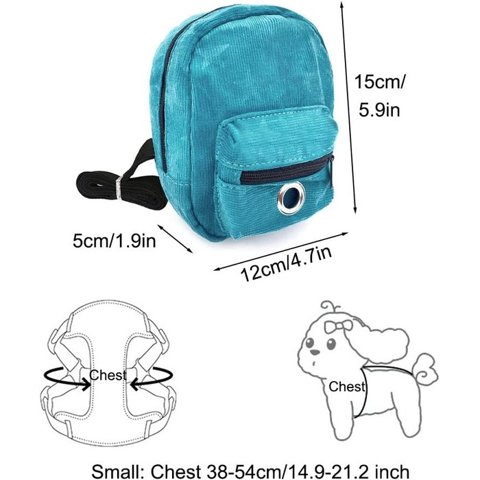 Рюкзак для собак маленьких порід Dongker з повідком 1,2 м, з дозатором для відходів, для прогулянок