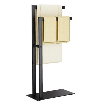 Підставка для рушників Yawinhe freestanding, підлоговий тримач для рушників та одягу з нержавіючої сталі, 2 стійки, чорний, 40x20x80см, SMJ003B