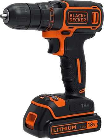 Акумуляторний дриль-шуруповерт Black+Decker BDCDC18K (18V, Li-Ion, LED, планетарне передаточне число, SoftGrip)