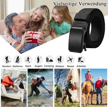 Еластичний пряжучий пояс LionVII з автоматичною пряжкою, робочий пояс для чоловіків, обхват талії 75-125 см (28-49'), чорний