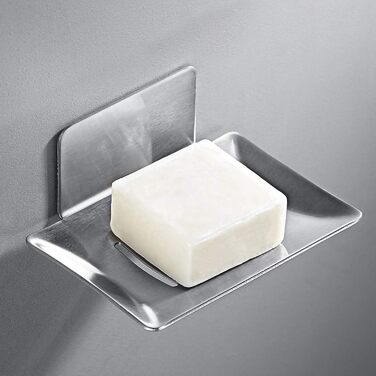 Тримач для мила без свердління, нержавіюча сталь, самоклеючий, корзина для мила, мильниця настінна для губок, щіток, мила, мильниця на стіну з 3M клейкою подушечкою для ванної кімнати, кухні, балкону, сріблястого кольору