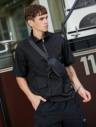 Чоловіча та жіноча поясна сумка-рюкзак для телефону, спортивна, водонепроникна, для активного відпочинку, кемпінгу, подорожей, фітнесу, велосипеду (чорна)