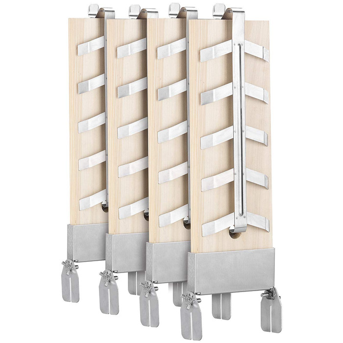 Набір кедрових дощок для запікання лосося Rosenstein & Söhne з нахильними тримачами з нержавіючої сталі, 4 шт.