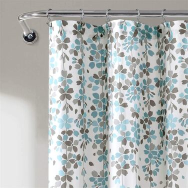 Шторка для душу Lush Decor з квітами, 183x183 см, блакитний та сірий