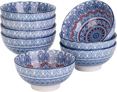 Сервіз столовий порцеляновий Vancasso MANDALA 32 елементи, 8 персон, ручна робота, богемський стиль, бірюзовий мандала