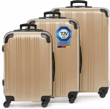 Набір валіз FERGÉ QUÉBEC 3 шт. з жорсткого ABS (Handgepäck, L, XL) - Чемодани, Тріліон, 4 колеса, Шампань