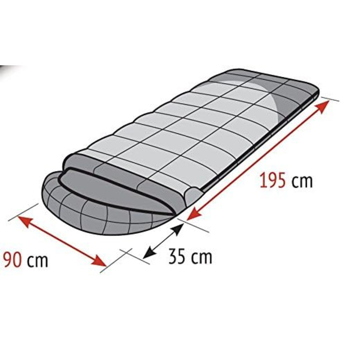 Спальний мішок Alexika Tundra Plus - теплий, зручний, прямокутний, 3-сезонний для дорослих та сімей, для кемпінгу та відпочинку на природі при низьких температурах (-2°C), з компресійним мішком, ліворуч