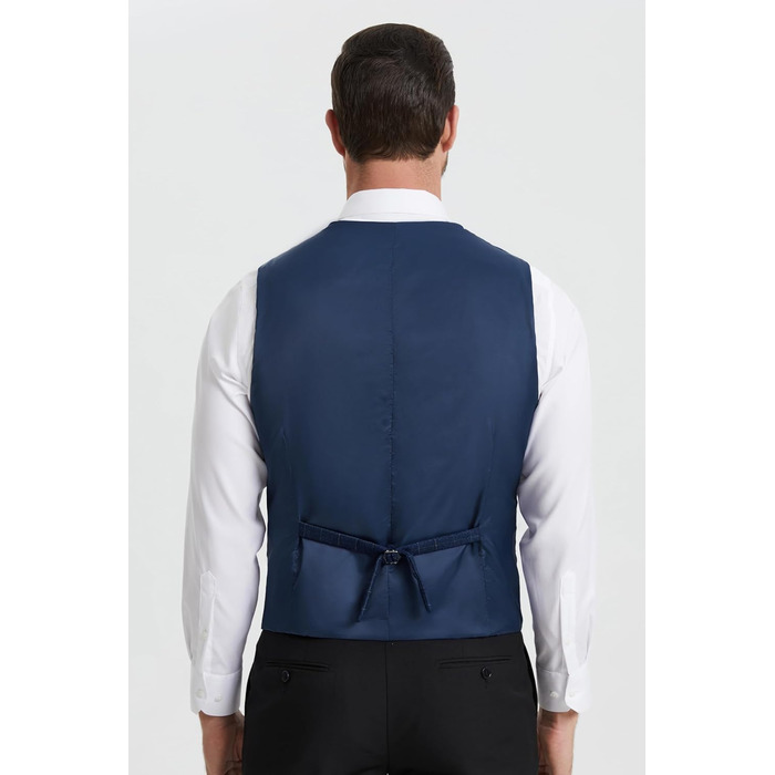 Стильна жилетка для весілля та офіційних заходів HISDERN з малюнком у клітинку, бавовна, для чоловіків, колір: Royal Blue, розмір XL