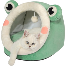 Кішечка Будиночок-Печера для Кішок, М'яке Ліжко-Печера для Кішок, Зелений, Розмір M (38x37x32 см), з Нековзним Дном та Знімним Матрацом