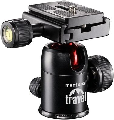 Штатив Mantona DSLM Travel - червоний, для камер, до 5 кг, з кульковою головкою та рівнем