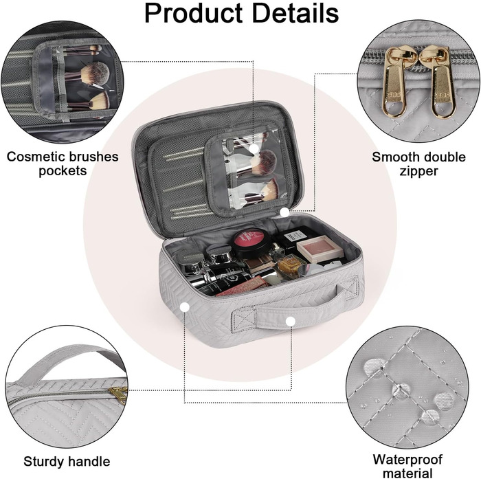 IGOLUMON Косметичка для жінок, велика водонепроникна сумка для макіяжу на 2 шт. (сіра)