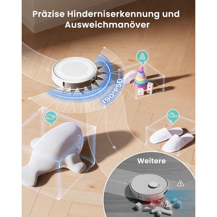 Робот-пилосос LEFANT M310 Ultra: потужність 6000Pa, вологе прибирання, лазерна навігація, керування через додаток та Alexa, захист від заплутування шерсті, білий