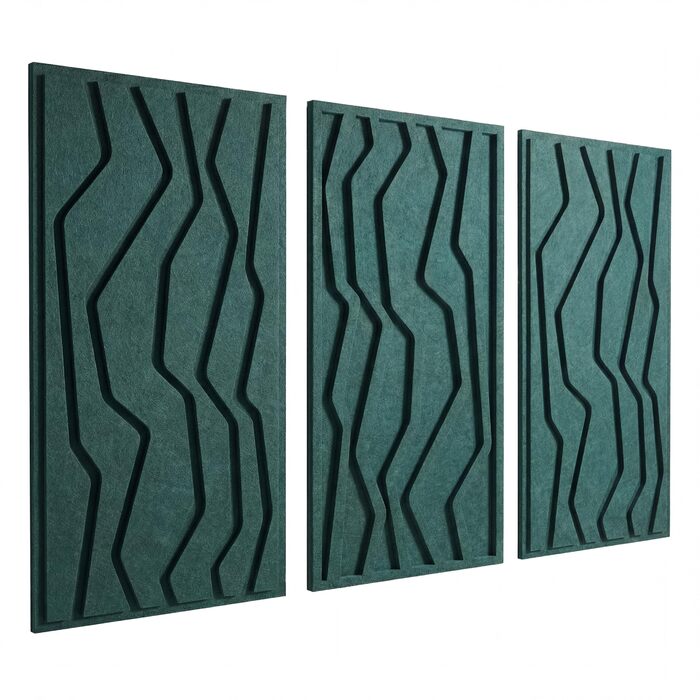 Набір акустичних панелей NIC’BRUX (3 шт.), 80x44 см, звукопоглинаючі настінні панелі з PET-фільцу для вітальні, офісу та студії, смарагдово-зелені