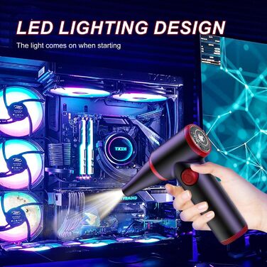 Електричний пилосос для видалення пилу ATENGEUS з регулюванням швидкості, 100500 об/хв, з LED-підсвічуванням, для ноутбуків, ПК, офісних пристроїв, диванів