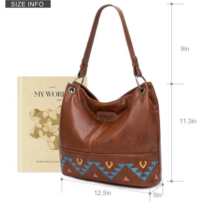 Сумка жіноча Wrangler Hobo з екошкіри, коричнева (Western Brown) через плече та в руку
