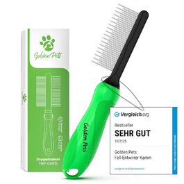 Гребінець для вичісування шерсті тварин Testurteil Sehr Gut: для собак та котів середньої та довгої шерсті. Підходить для маленьких та великих тварин. Легке очищення + E-Book з порадами.