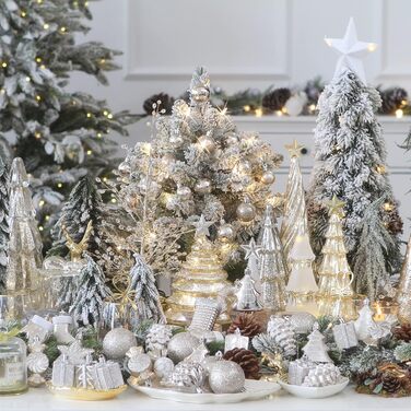 Набір прикрас для ялинки Sea Team 77 шт., міцні кулі, новорічні орнаменти, з подарунковою упаковкою (шампань)