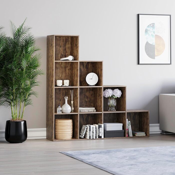 Стелаж Vida Designs Durham на 10 кубів, темне дерево, книжкова полиця-органайзер для вітальні