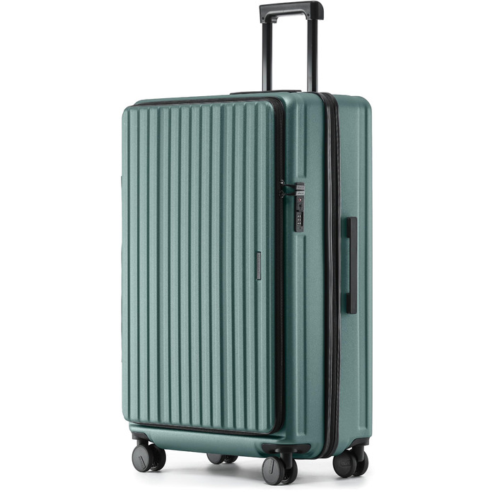 Чемодан розкладний хардлайнер з верхньою відкривачкою, компресійним ременем та додатковим простором | Зносостійкий, еластичний, стійкий до подряпин, легкий (XL, 80 см, темно-зелений)