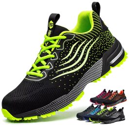 Зручні робочі черевики ISOOUS з металевим підноском для чоловіків та жінок. Легкі, дихаючі, неслизькі, захисні черевики, 42 EU, зелені.