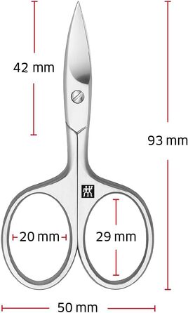 ZWILLING Nail Scissors (Sharp, slightly curved blade with micro-serrations, hypoallergenic, for fingernails and toenails), Premium, Silver, 90 mm