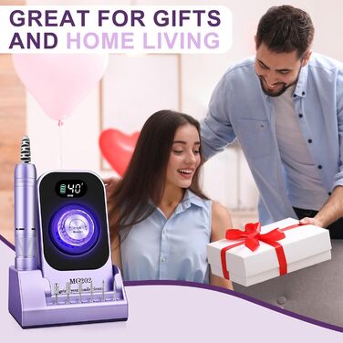 Електричний фрезер для нігтів 12в1 з кейсом, 40000 об/хв. Професійний набір для манікюру та педикюру. Фрезер для гелю та акрилу (Mauve)