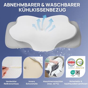 Подушка ортопедична Mulisoft Memory Foam для сну на боку та спині, сіра, розмір M