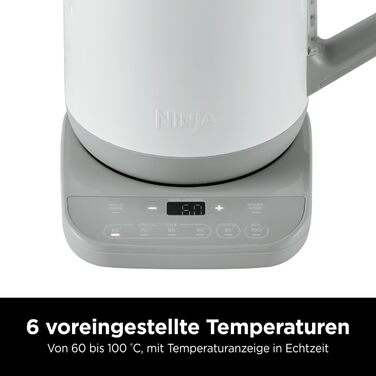 Ninja Perfect Temperature Kettle - 1.7L, LED Display, Rapid Boil & Adjustable Temperature, White