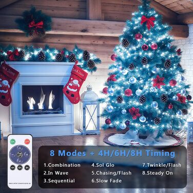 Ланцюжок прикрас LED 10м, 100 світлодіодів, тепле біле світло, з таймером, вологостійкий, для декору на Різдво, весілля, свята, балкона, саду