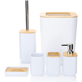 Набір аксесуарів для ванної кімнати JOTOM з бамбука (6 шт.) - сірий колір