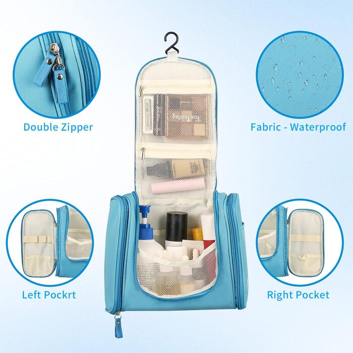 Чоловіча косметичка-органайзер для подорожей з гачком, зелена/блакитна