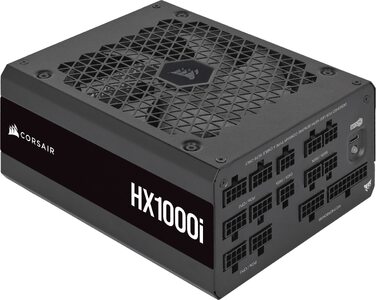 Блок живлення Corsair HX1000i 1000W ATX 3.1 PCIe 5.1, 80 Plus Platinum, повністю модульний, низький рівень шуму, iCUE, чорний