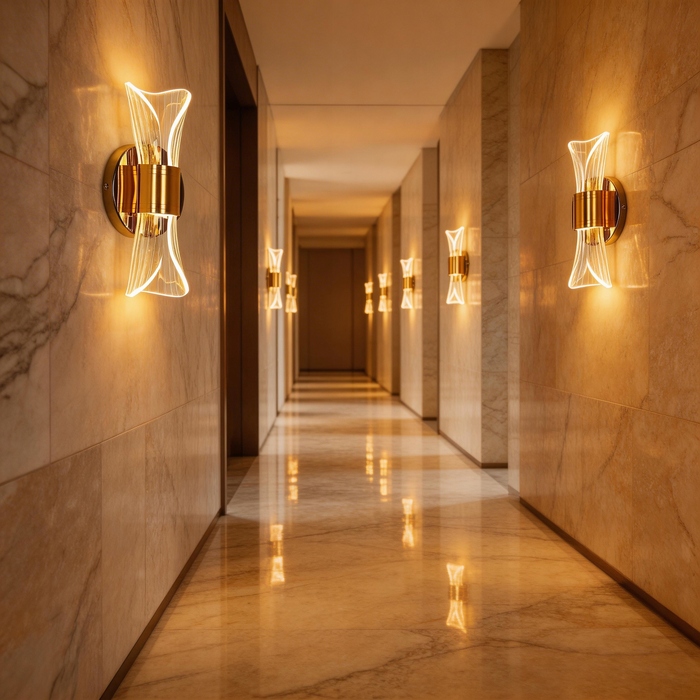 Золотий настінний LED-світильник (бра) з функцією диммування