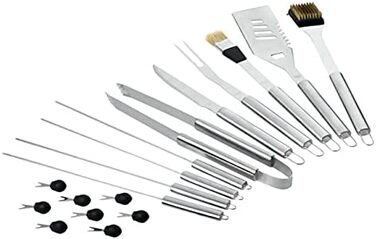 Набір для барбекю 18 предметів у кейсі з нержавіючої сталі, кухонні аксесуари