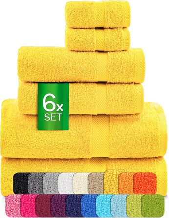 Набір рушників éterea Carli Frottee: 6 шт. (2x 70x140 см + 4x 50x100 см), 100% бавовна, Oeko-Tex, 500 GSM, сірий & блакитний