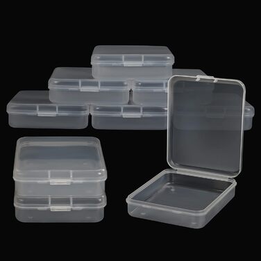 BELLE VOUS 24-Piece Set Small Storage Boxes Plastic Transparent Hinged Lid - 11.5 x 9.2 x 2.8 cm - Plastic Boxes for Small Beads, Pills, Jewelry, Screws, Sorting Box, Craft Supplies