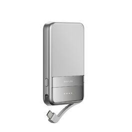 Магнітний павербанк EcoFlow Qi2 MagSafe 5000mAh 30W з USB-C кабелем для iPhone 17/16/15/14/13/12, сріблястий