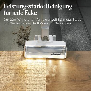 Бездротовий пилосос Bissell PowerClean FurGuard з акумулятором 2500 mAh, 280W, HEPA-фільтр, самоочищення щітки, світло FurFinder, для видалення шерсті тварин, 50 хв роботи