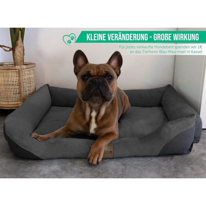 Крісло-ліжко для собак: м'яке, зручне, з високим бортиком. Розміри: 40x50, 60x80, 70x100, 80x120 см. Колір: антрацит