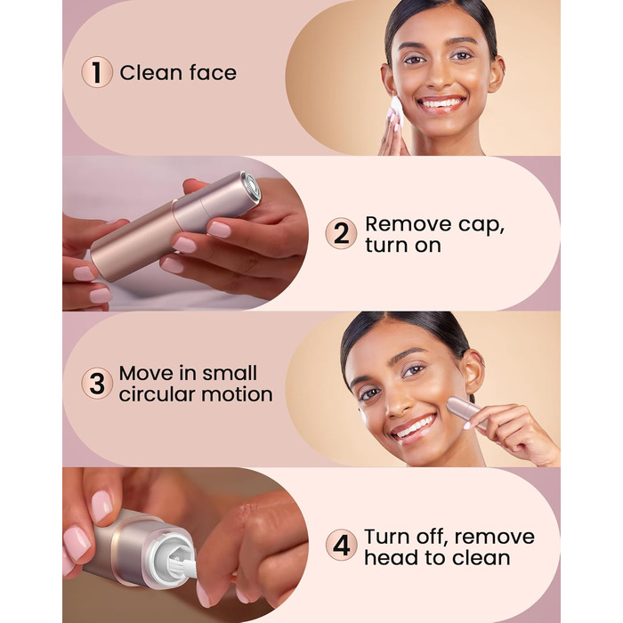 Електричний жіночий тример для обличчя iFanzeTech: для швидкої та ніжної стрижки верхньої губи, підборіддя та щік. Змінна головка в комплекті.