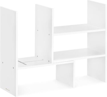 Navaris Acacia Desk Organizer 64x15.5x40 - Desk Shelf Organization System Adjustable - Corner Shelf for Kitchen Office Bathroom Shelf Attachment - Natural (White)