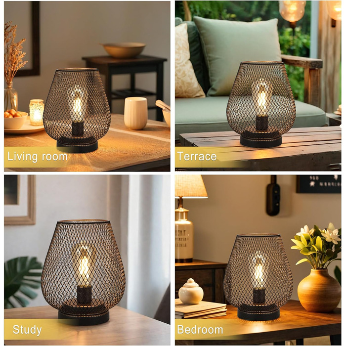 LED Ліхтар JHY DESIGN 2 шт. з металевого каркасу, акумуляторний, бездротовий, 17 см, індустріальний стиль, для дому та саду, декор, вечірка, чорний, з таймером