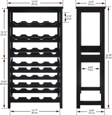 24-Bottle Wine Rack Freestanding Floor, 6-Tier Wine Display Storage Shelves with Tabletop, Bamboo Wine Bottle Holder Stand with Wave Bars for Kitchen, Dining Room, Pantry, Black
