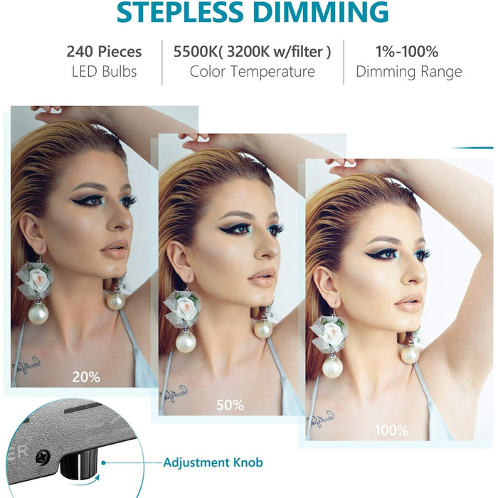 NEEWER Комплект кільцевого світла для фото та відео: 48 см, 52 Вт, 5500K, Bluetooth, для смартфона, YouTube, Self-Porträt Aufnahmen, RL-18