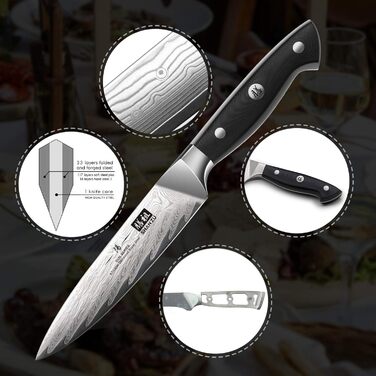 Японський кухонний ніж SHAN ZU Damast, 67-шарів, з нержавіючої сталі AUS10, професійний шеф-ніж з ручкою G10, подарункова коробка (набір столових ножів на 4 персони)