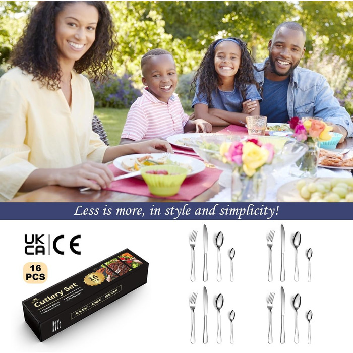 Набір столових приборів Ben & Bel на 6 осіб (24 шт.) з нержавіючої сталі: ножі, виделки, ложки. Подарункова коробка, легкий догляд, підходить для миття в посудомийній машині.