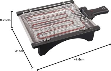 BQ95 Electric Grill, perfect for two people, smoke-free, odor-free, detachable grill with 2 height levels, stainless steel tray, healthy cooking with water [Energy efficiency class A]